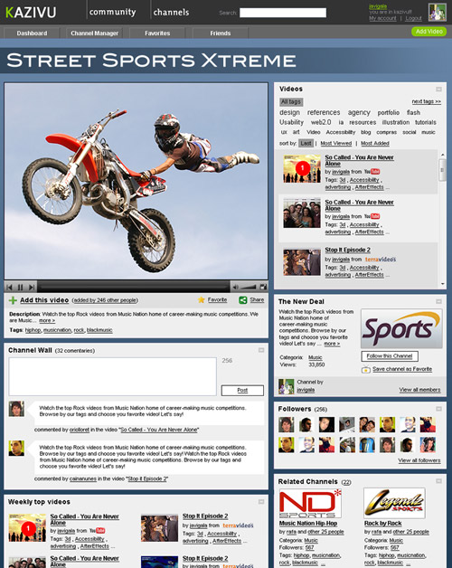 mock-up of Kazivu's channel page
